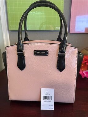 kate spade Jeanne-Pink and Black Pebble Leather Satchel